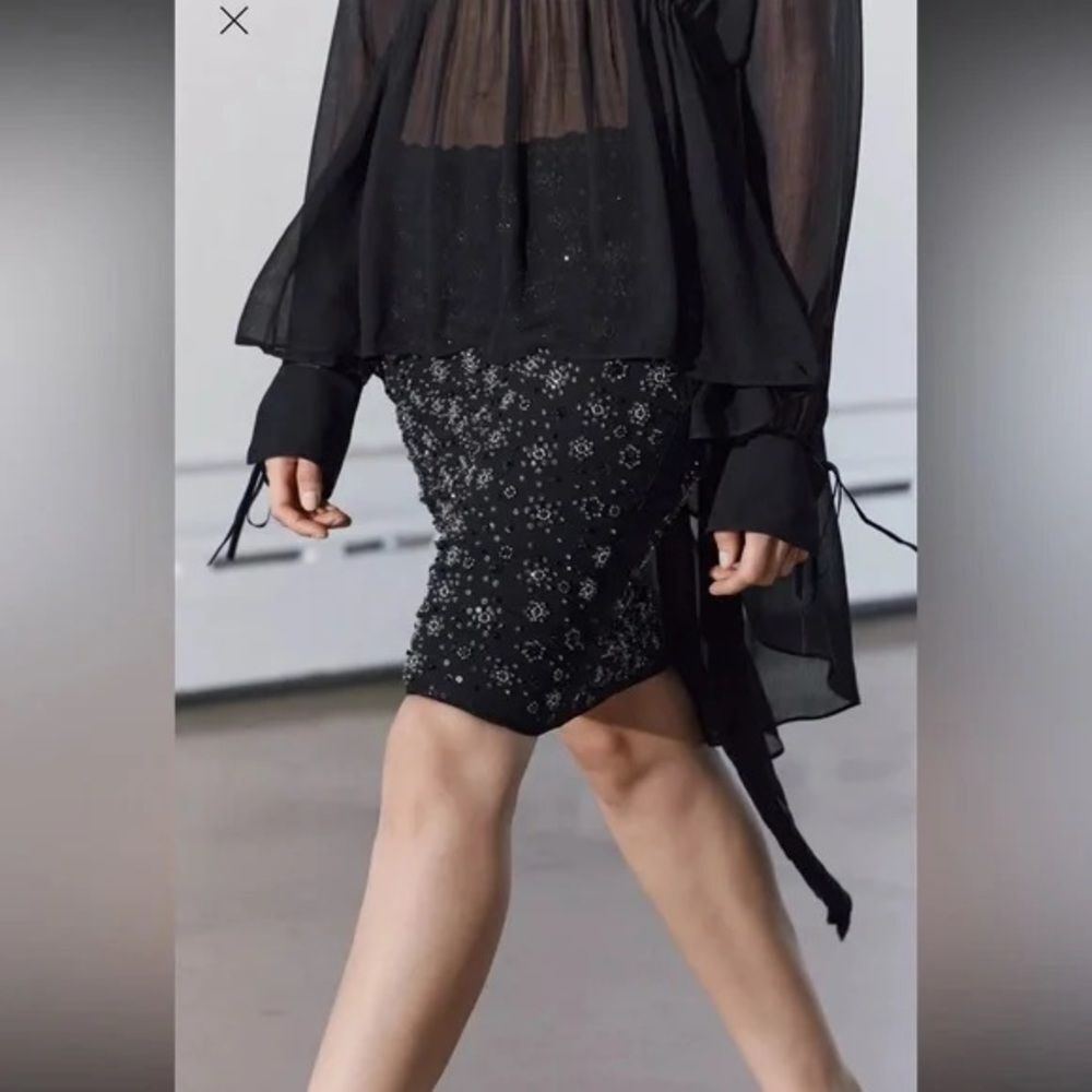 Zara ZW Collection Beaded Black Skirt Small NWOT